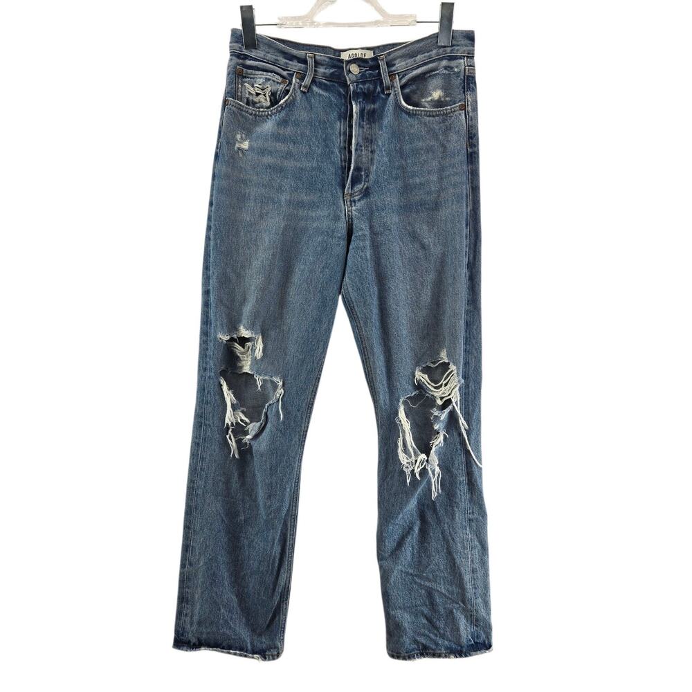 Agolde Jeans Women 26 90's Baggy Distressed Busted Knee High Rise Organic Cotton